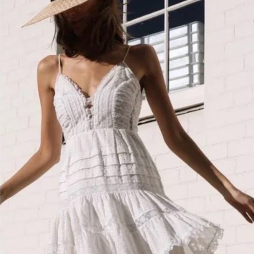 Zimmermann iris camisole White Tiered Midi Dress designer sz 2